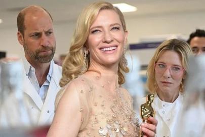 Prens William ve Cate Blanchett sürdürülebilir moda için laboratuvarda buluştu