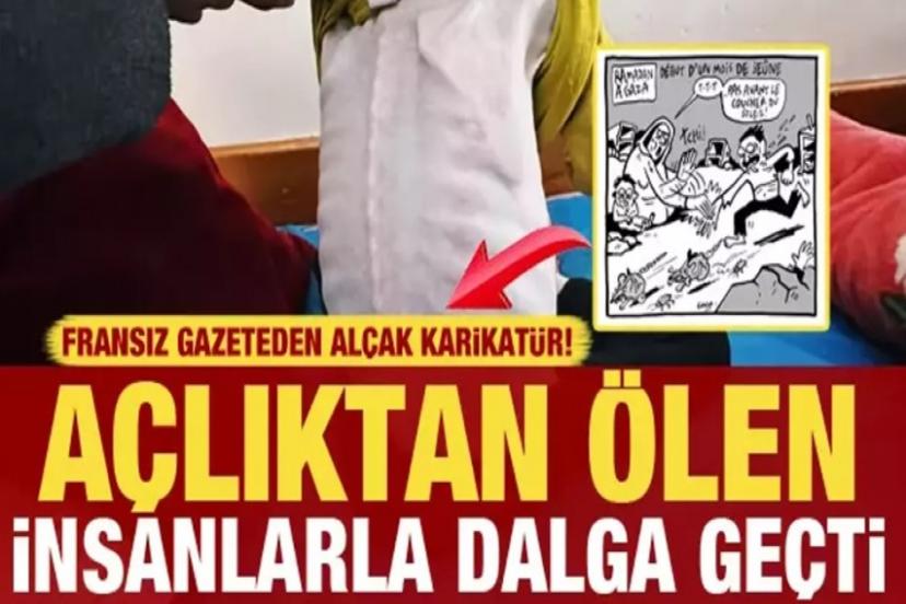 Açlıkla mücadele eden Gazzelilere küstah karikatür